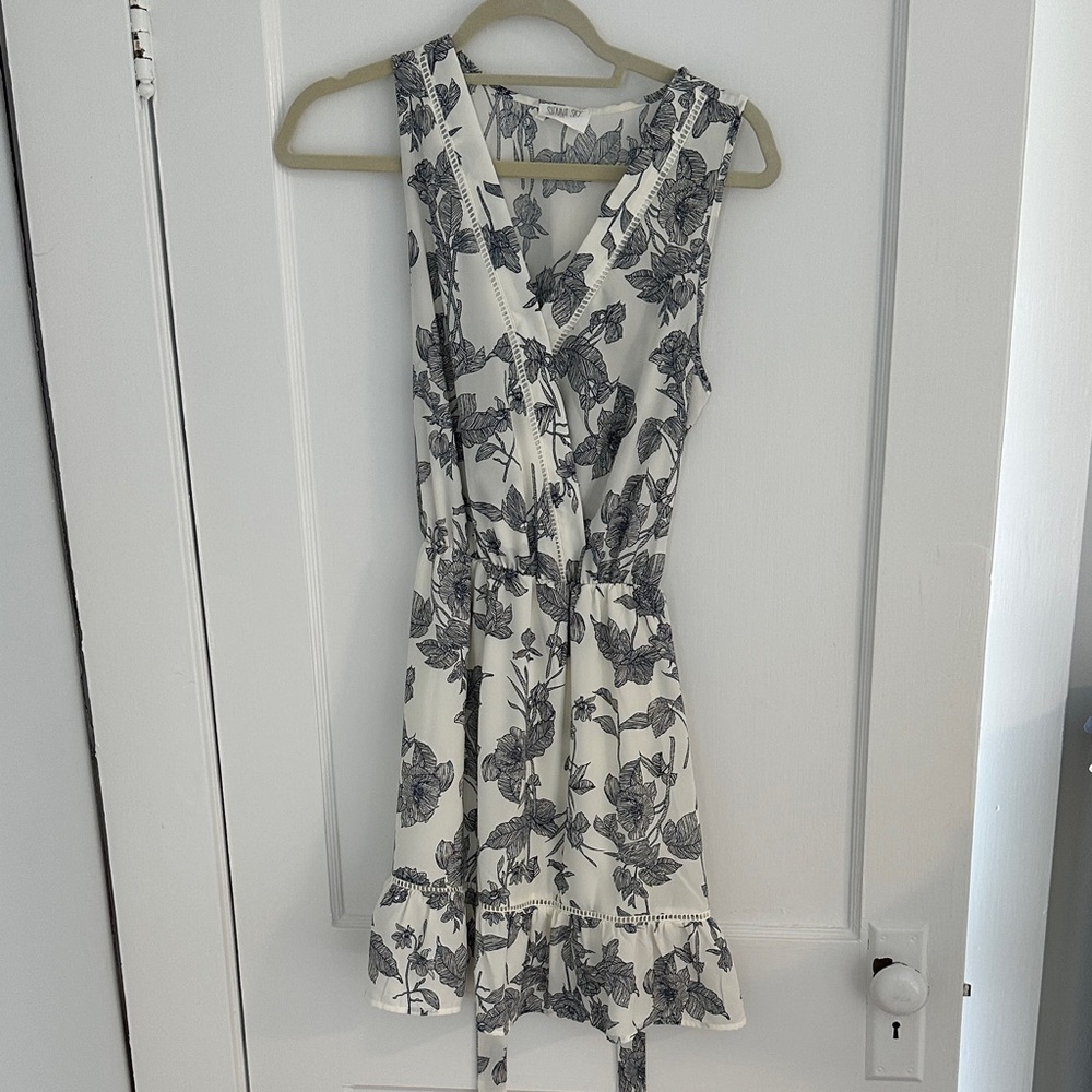 Sienna Sky Blue and White Floral Mini Dress